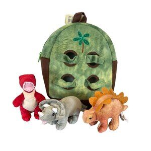 Unipak Dinosaur 11" Green Backpack With 4 Plush Dinos Stuffed Animals